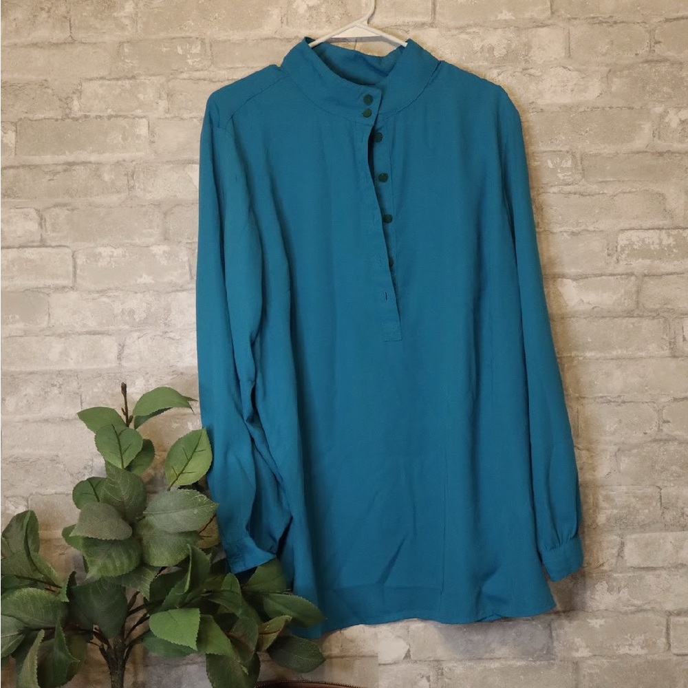 Teal Button-Up Women's Top